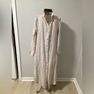 100% linen made in Italy chic Cream Long Sleeve Dress